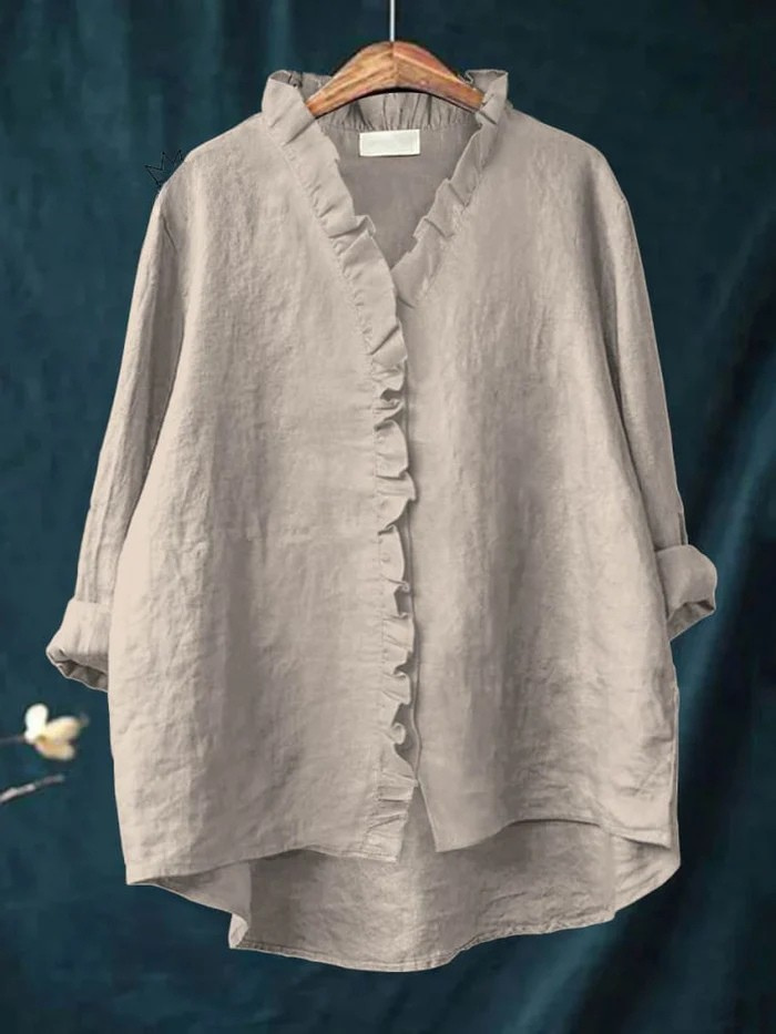Rivora Elin – Linen Ruffle Blouse