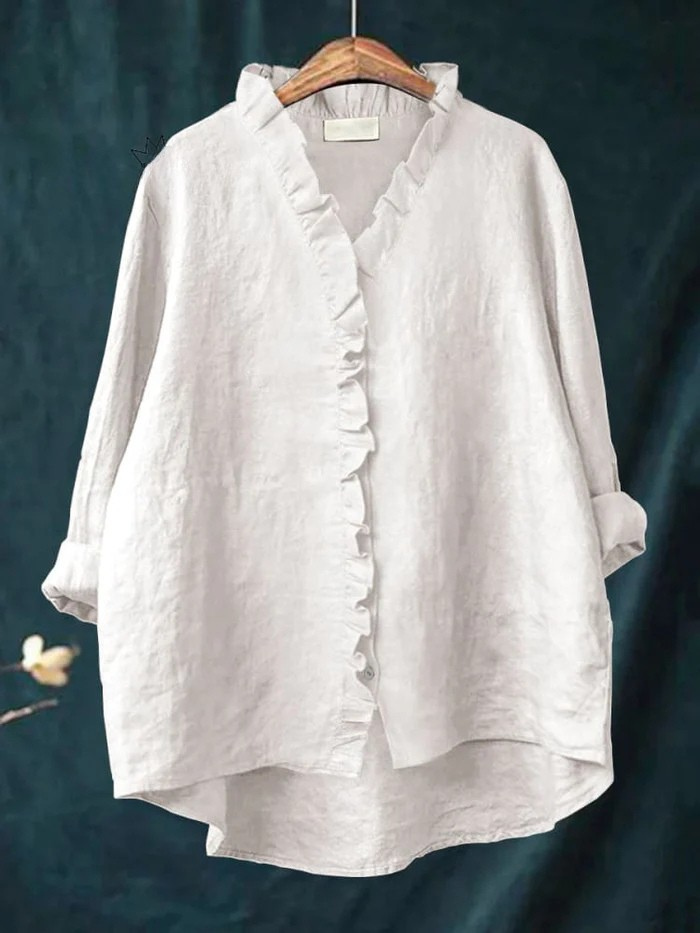 Rivora Elin – Linen Ruffle Blouse